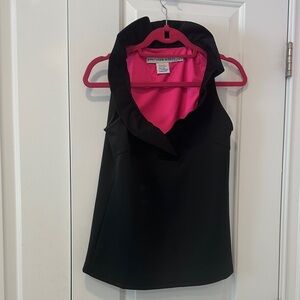 Black Sleeveless Top with Pink Lining